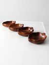 mid century monkey pod wood bowl set of 4