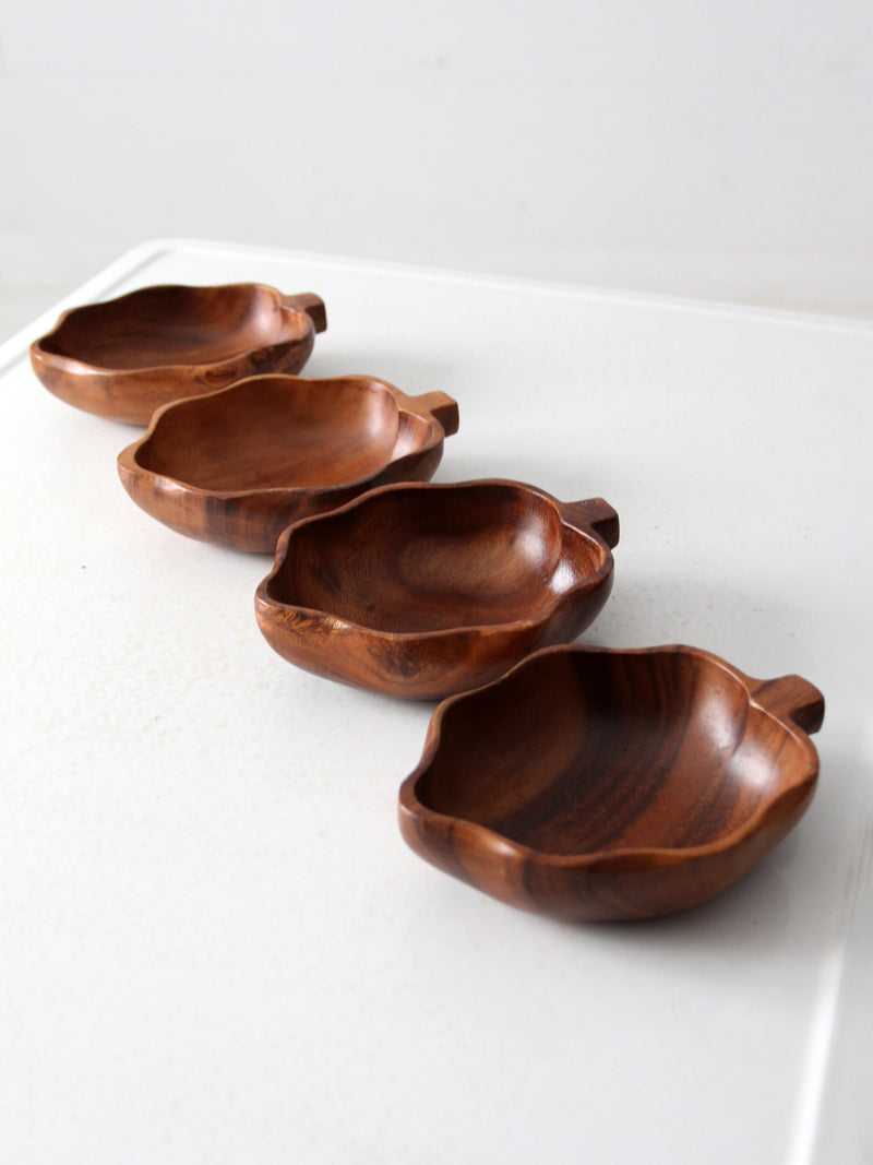 mid century monkey pod wood bowl set of 4