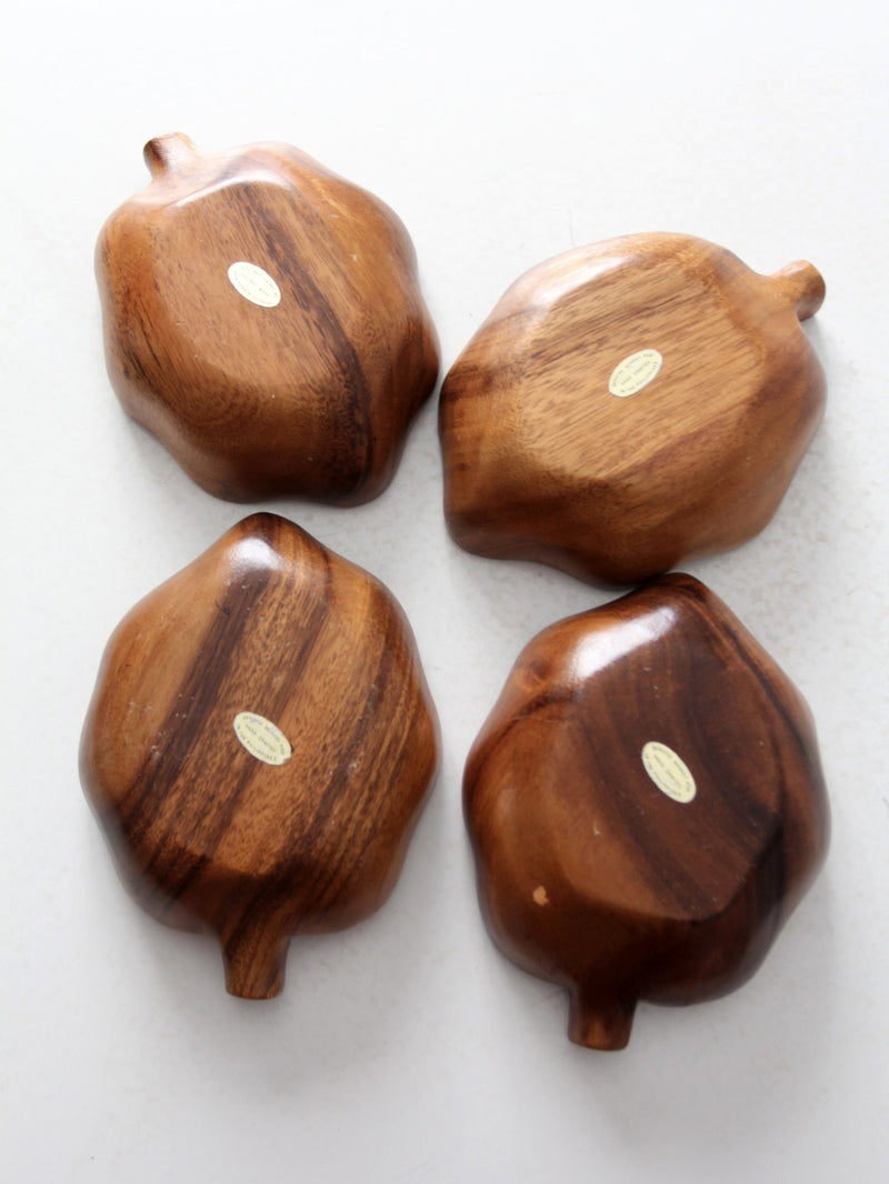 mid century monkey pod wood bowl set of 4