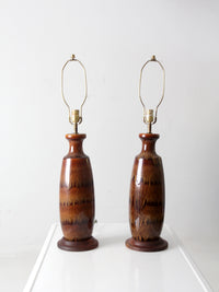 mid century pottery lamps pair