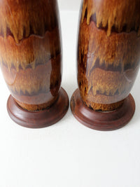 mid century pottery lamps pair