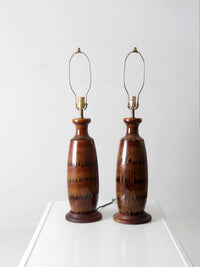 mid century pottery lamps pair