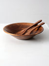 mid century wood bowl serving set