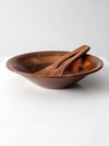 mid century wood bowl serving set