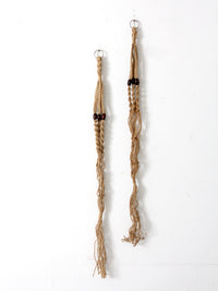 pair vintage macrame plant hangers