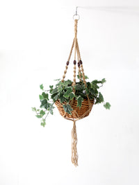 pair vintage macrame plant hangers