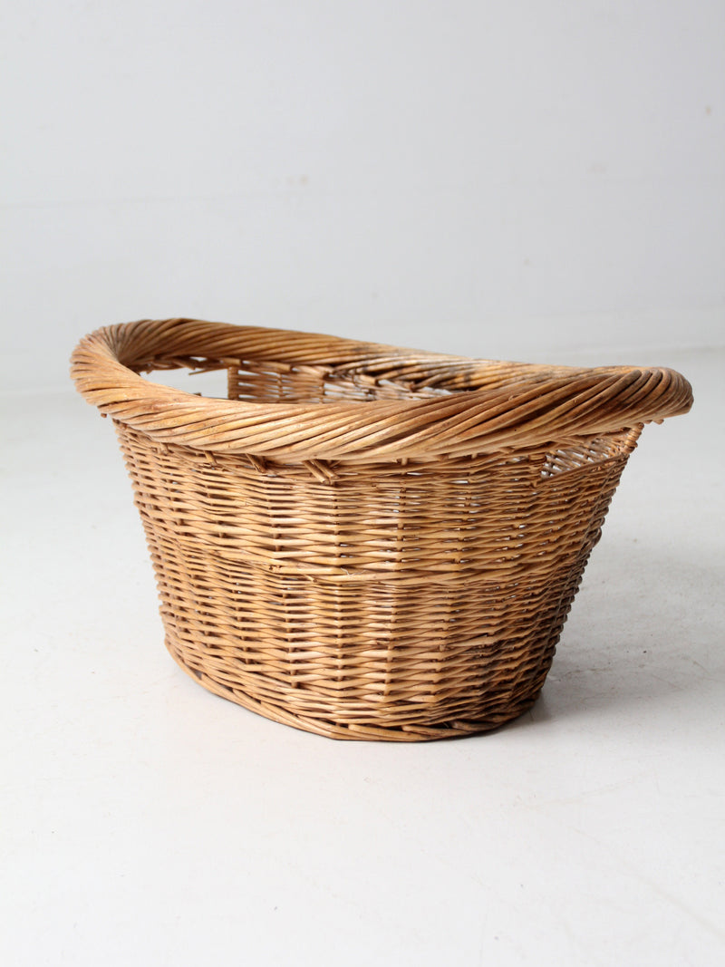 vintage wicker laundry basket