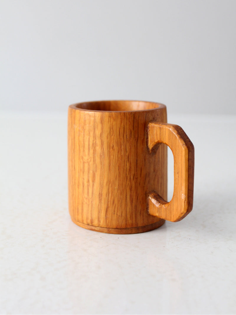 vintage handmade wooden mug