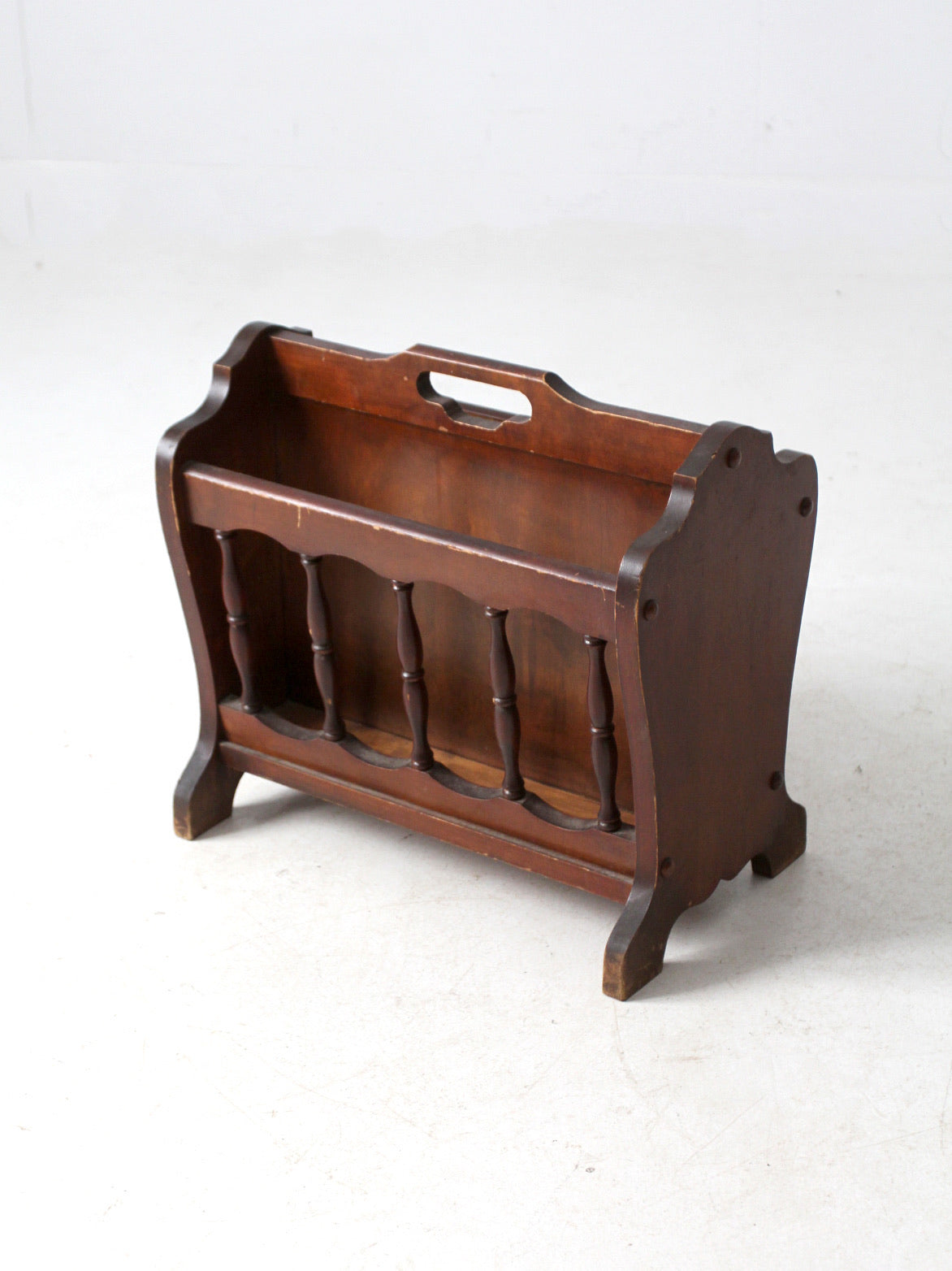 vintage wooden magazine rack