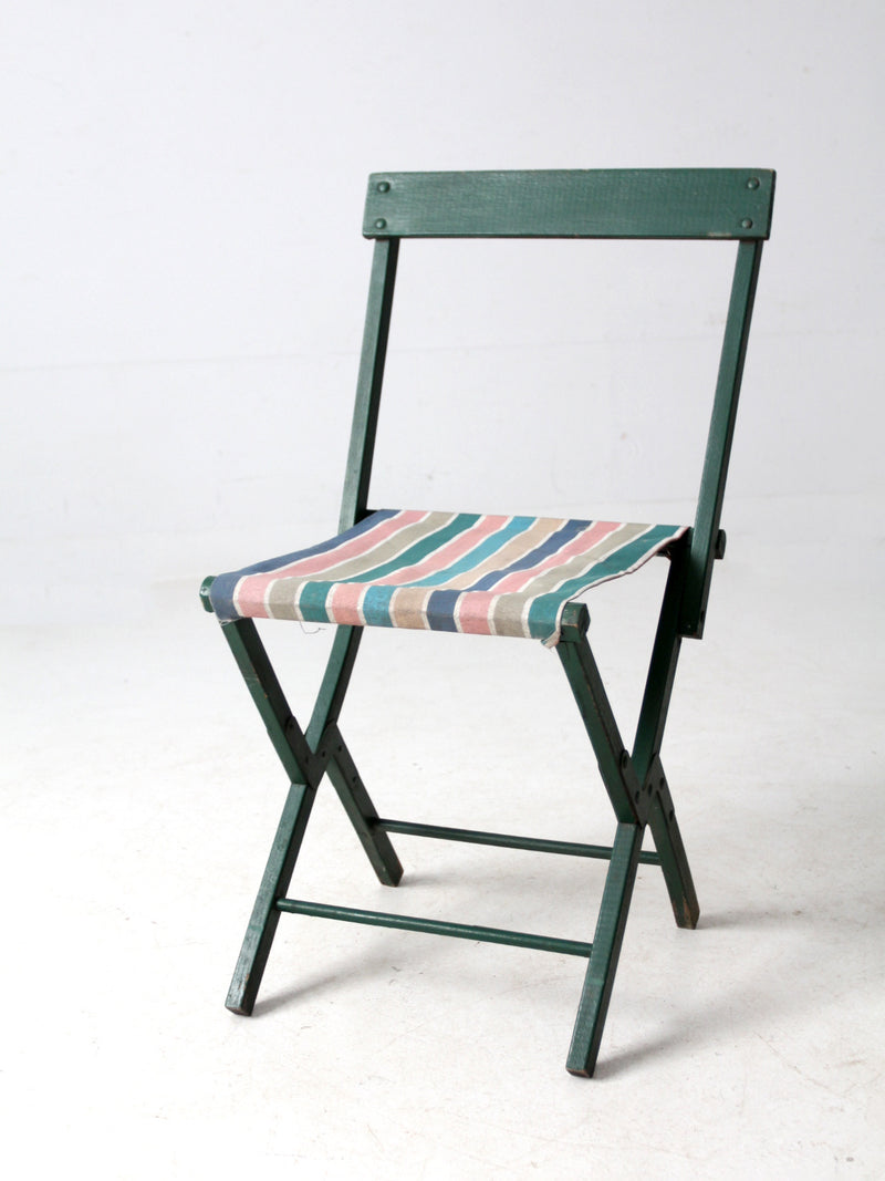 vintage stripe seat folding camp chair