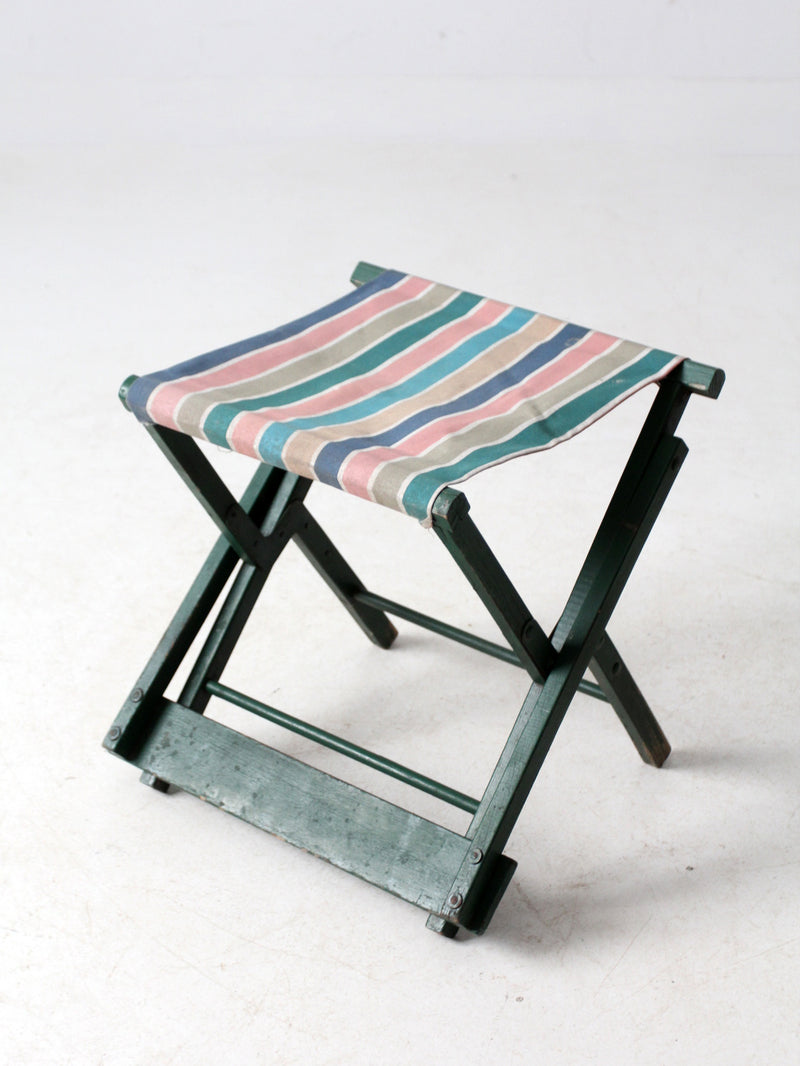 vintage stripe seat folding camp chair