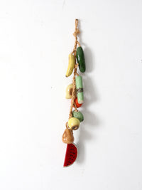 vintage ceramic fruit on rope hanging