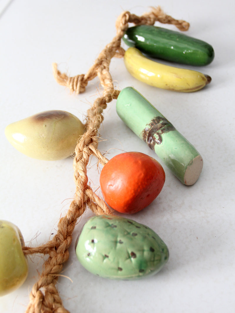 vintage ceramic fruit on rope hanging