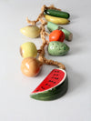 vintage ceramic fruit on rope hanging