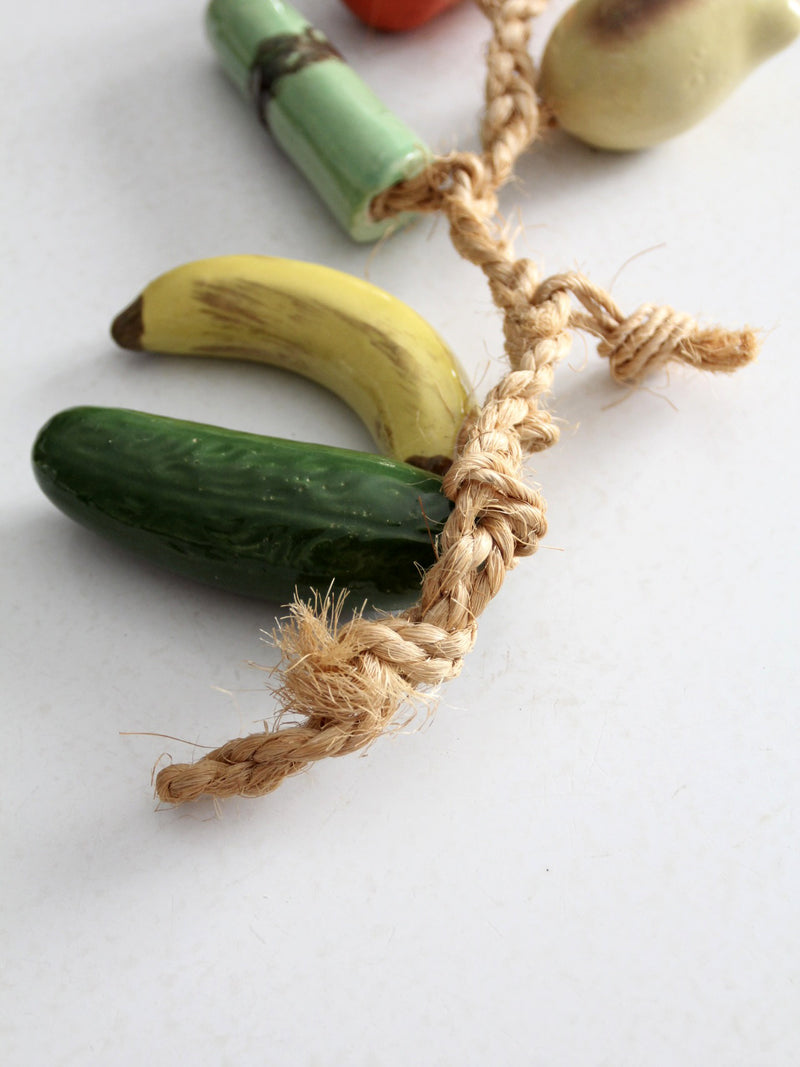 vintage ceramic fruit on rope hanging