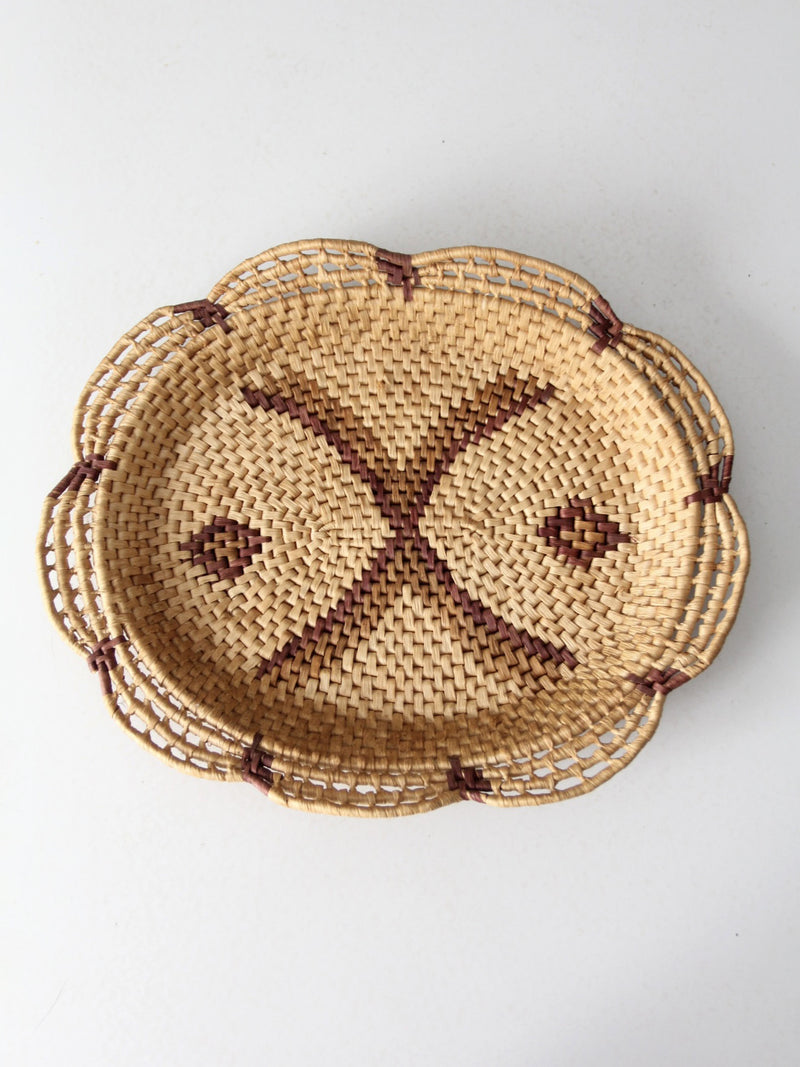 vintage woven sea grass basket tray