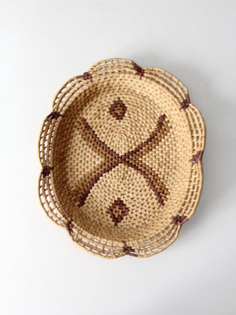 vintage woven sea grass basket tray