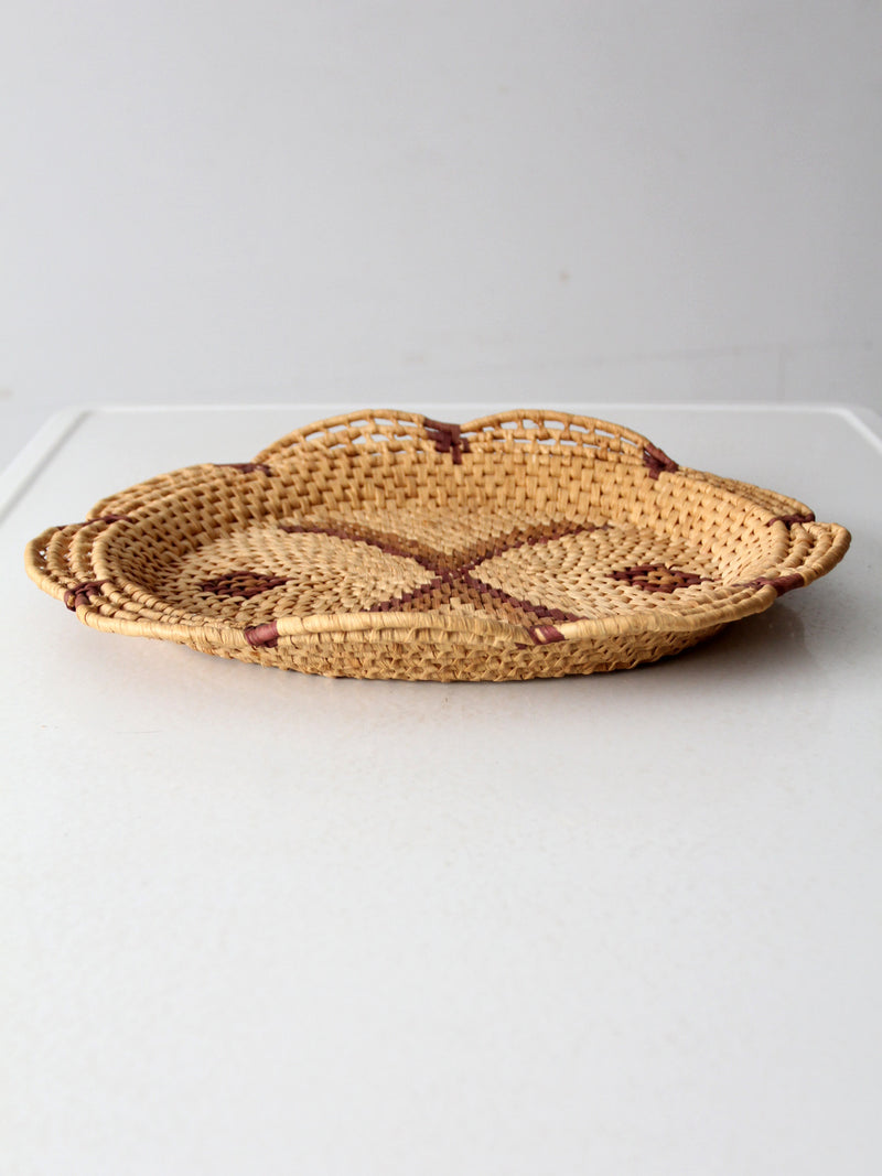 vintage woven sea grass basket tray