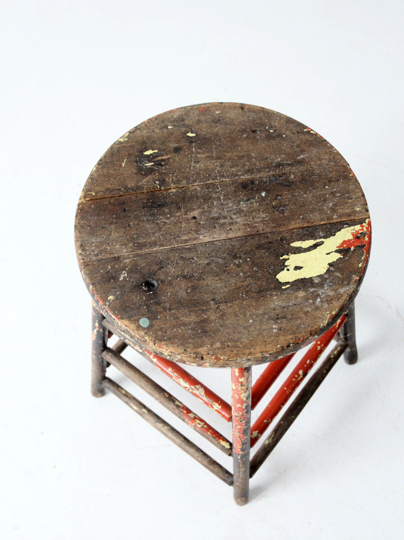 vintage rustic painted farmhouse stool