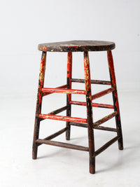 vintage rustic painted farmhouse stool