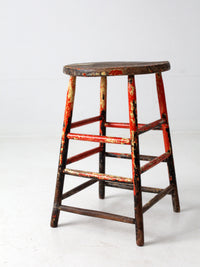 vintage rustic painted farmhouse stool