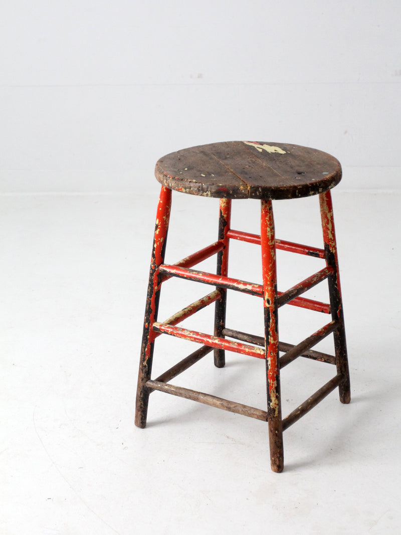 vintage rustic painted farmhouse stool