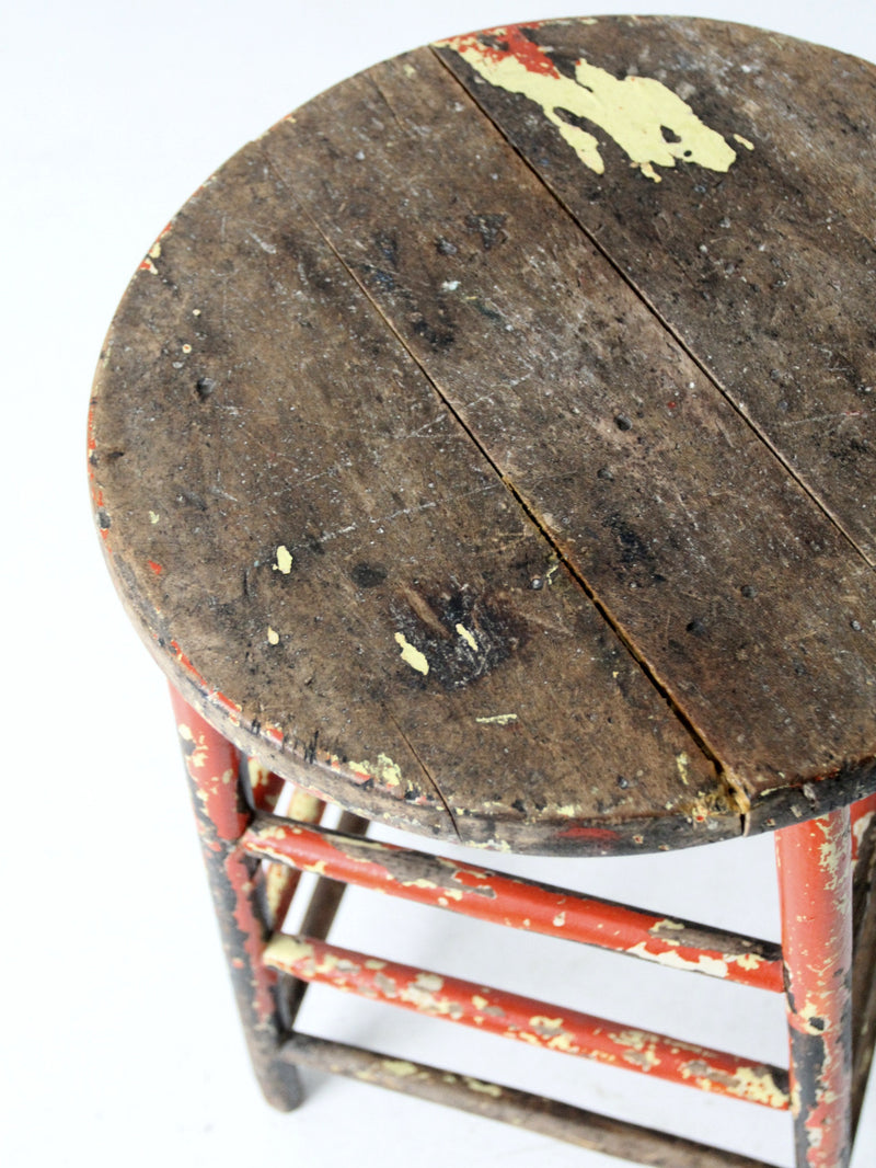 vintage rustic painted farmhouse stool