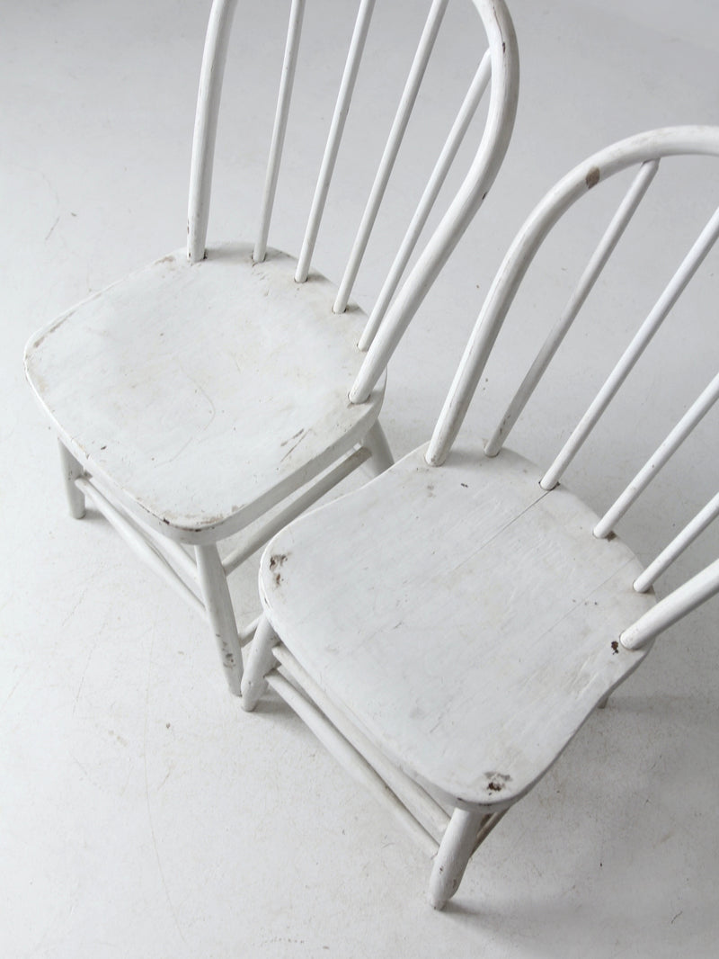 antique white spindle back chair pair