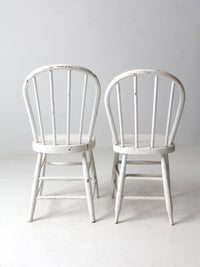 antique white spindle back chair pair