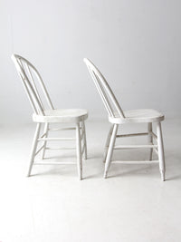 antique white spindle back chair pair