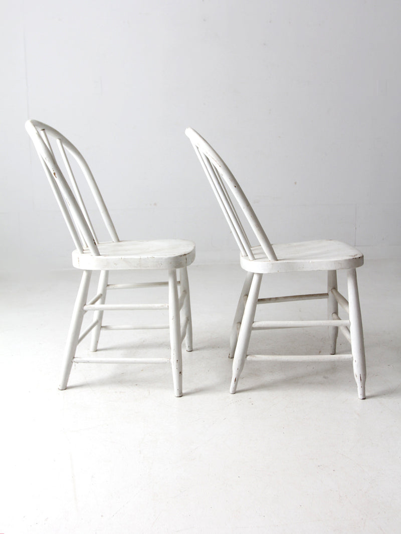 antique white spindle back chair pair