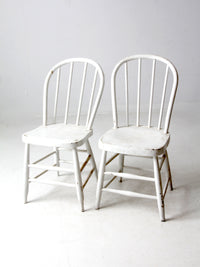 antique white spindle back chair pair