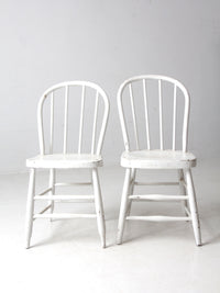 antique white spindle back chair pair