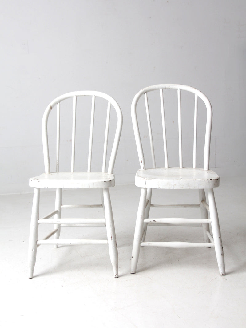 antique white spindle back chair pair