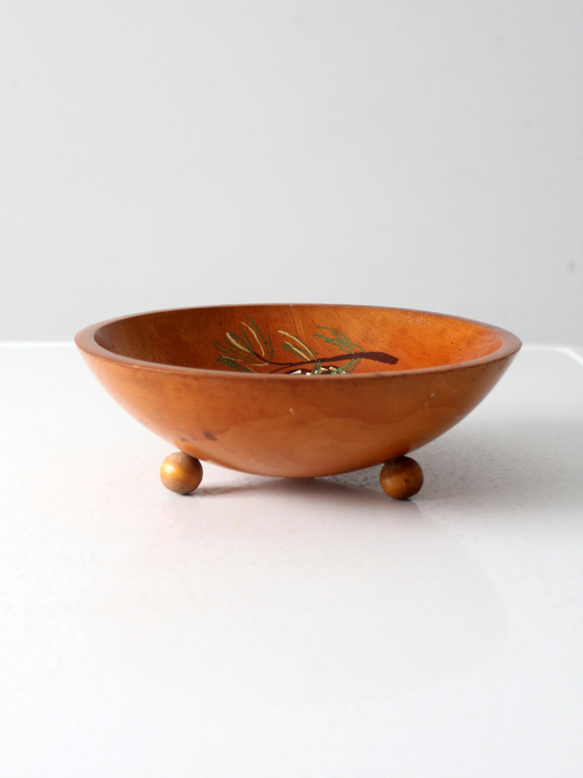 vintage hand painted wood bowl