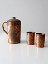 vintage copper pitcher and cups set