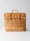 vintage woven picnic basket with lining