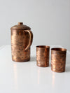 vintage copper pitcher and cups set