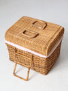 vintage woven picnic basket with lining