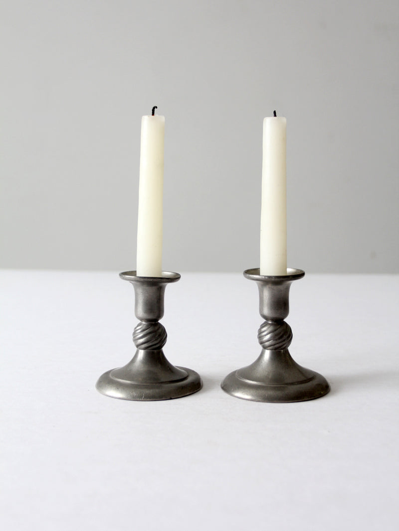 vintage KMD Royal Holland pewter candlestick holders pair