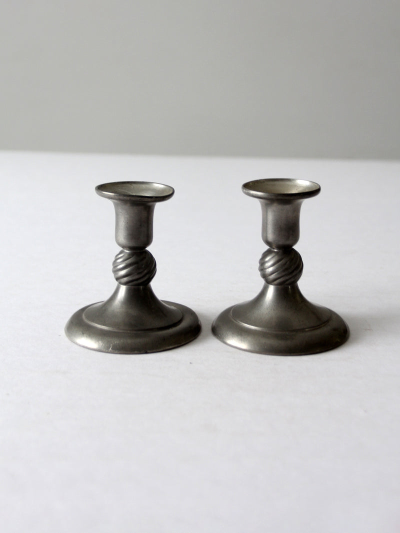 vintage KMD Royal Holland pewter candlestick holders pair