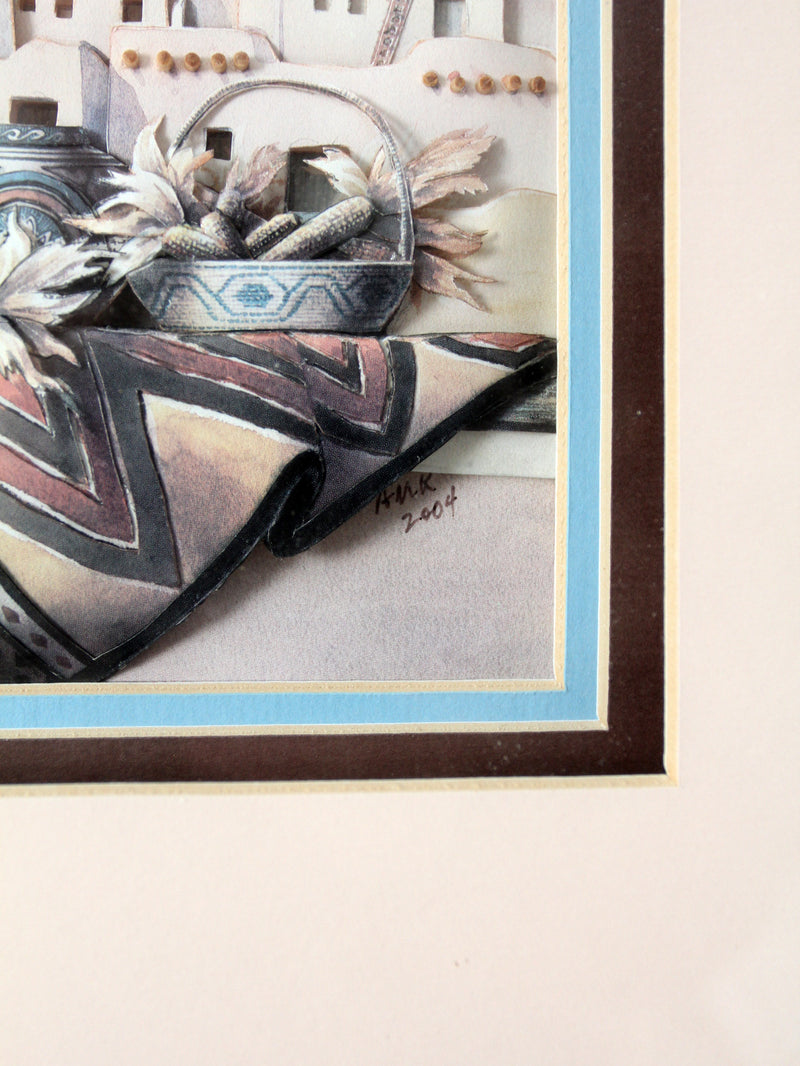 vintage southwestern shadowbox art collection - 5 piece