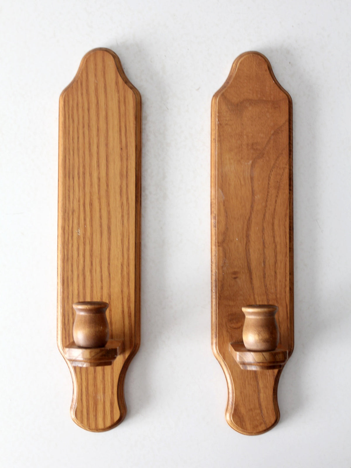 vintage wood candlestick wall sconces pair