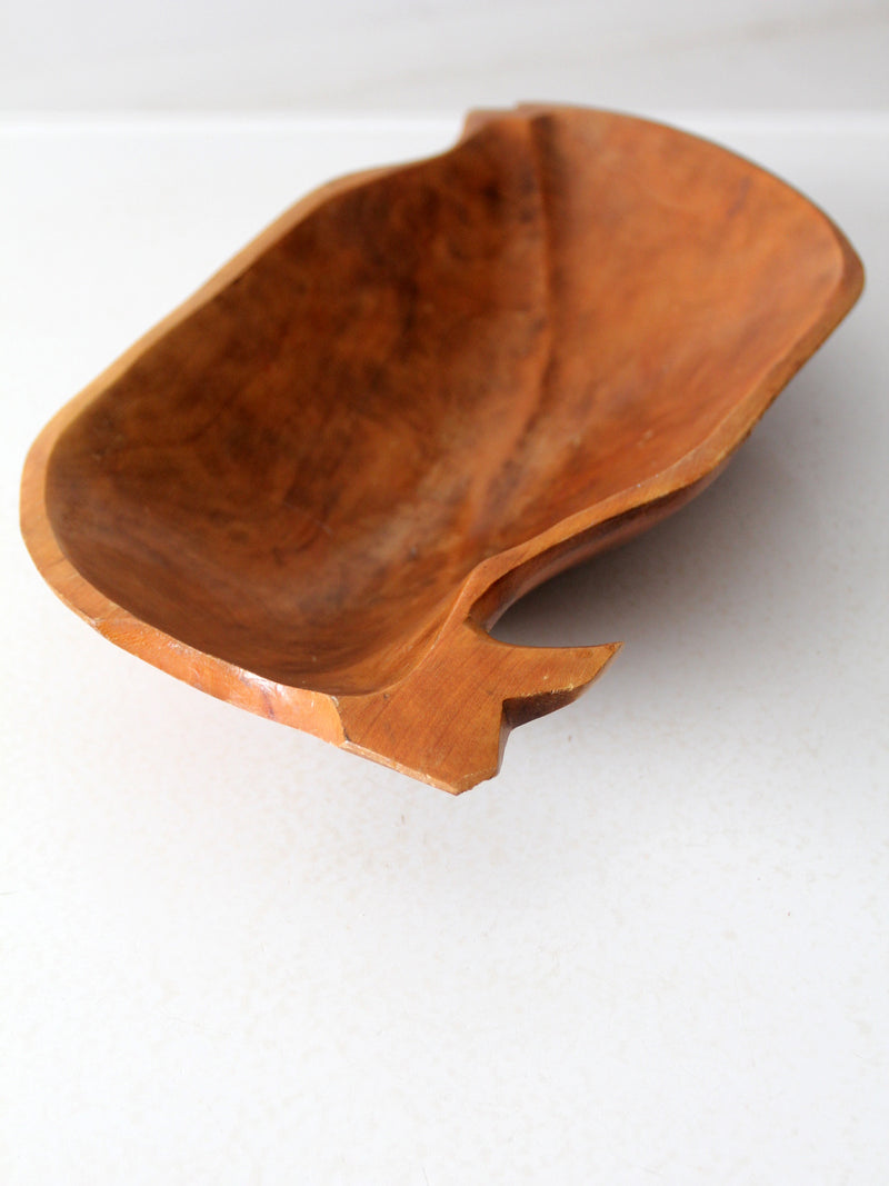 vintage hand carved wood bowl