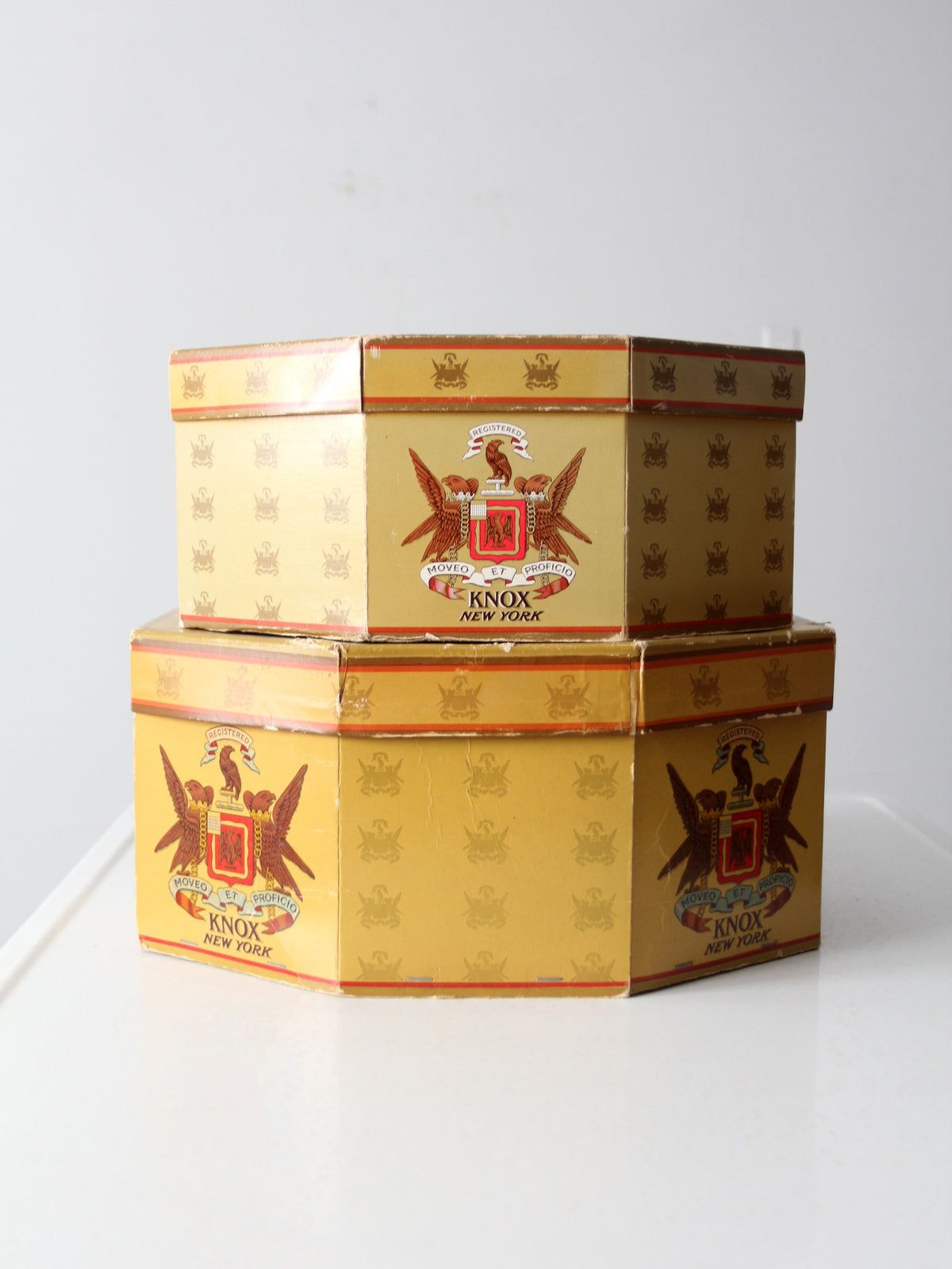 vintage knox hat boxes pair