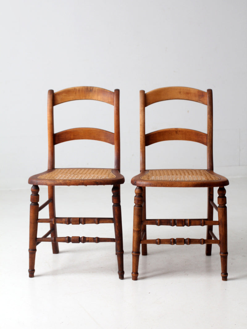 antique cane seat dining chairs pair