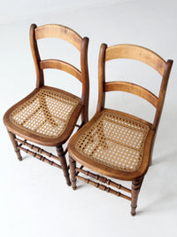 antique cane seat dining chairs pair