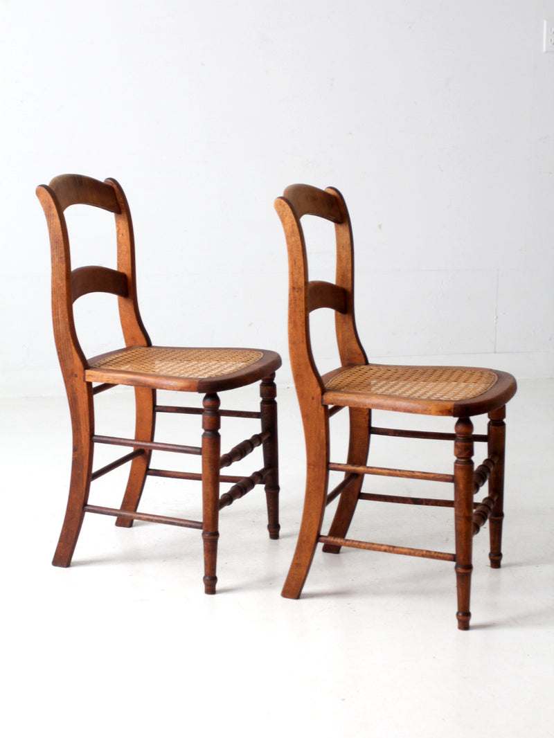 antique cane seat dining chairs pair