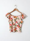 vintage rose print ruffle blouse