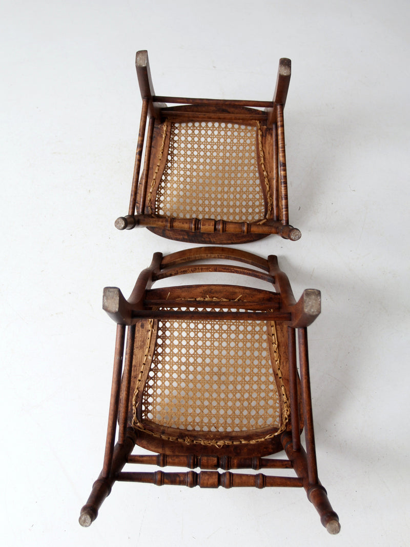 antique cane seat dining chairs pair